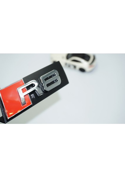 R8 Gümüş Kırmızı 3D Ön Panjur Logo Audi Ile Uyumlu