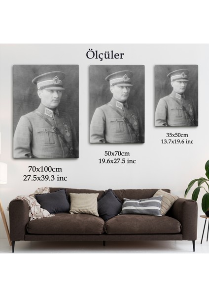 Atatürk Portre Tablosu Mustafa Kemal Atatürk Dikdörtgen Dekoratif Kanvas Tablo-Cv-75 indirimleri