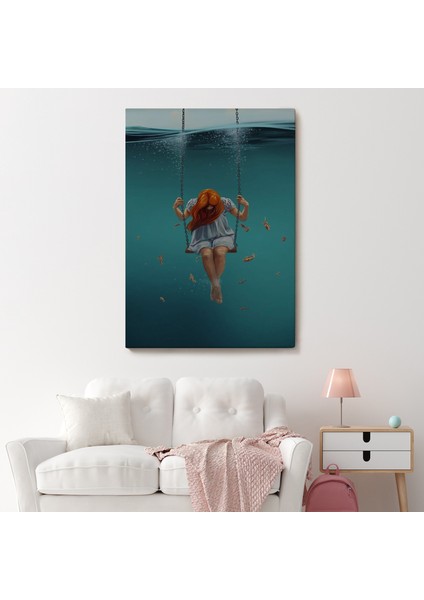 Denizde Salıncakla Sallanan Kız Kanvas TABLO-5233 fiyatları
