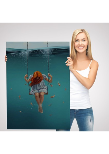 Denizde Salıncakla Sallanan Kız Kanvas TABLO-5233 modelleri