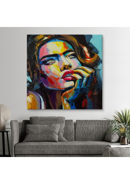 Güzel Kadın Yağlıboya Görünüm Dekoratif Kanvas Duvar TABLOSU-5840 fiyatları