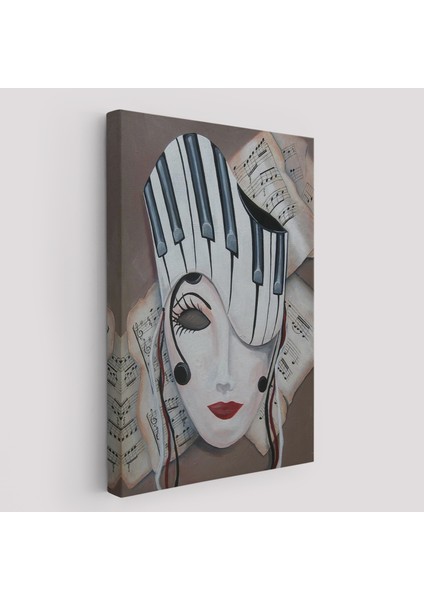 Müzik Notaları ve Kadın Sürreal TABLOSU-6489