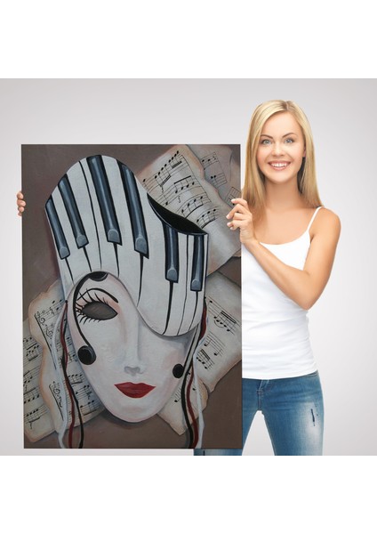 Müzik Notaları ve Kadın Sürreal TABLOSU-6489 modelleri