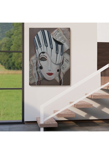 Müzik Notaları ve Kadın Sürreal TABLOSU-6489 fırsatları