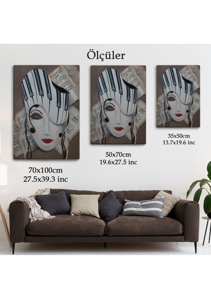 Müzik Notaları ve Kadın Sürreal TABLOSU-6489 indirimleri