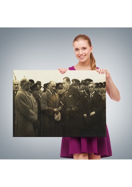 Atatürk'ün Anadolu'yu Ziyareti Mustafa Kemal Atatürk Dikdörtgen Dekoratif Kanvas Tablo-Cü-74 modelleri