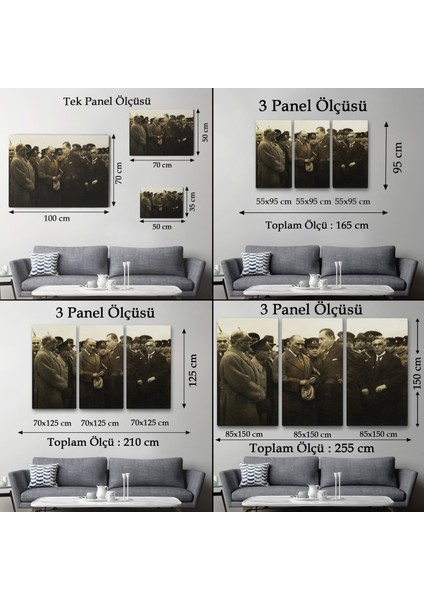Atatürk'ün Anadolu'yu Ziyareti Mustafa Kemal Atatürk Dikdörtgen Dekoratif Kanvas Tablo-Cü-74 indirimleri
