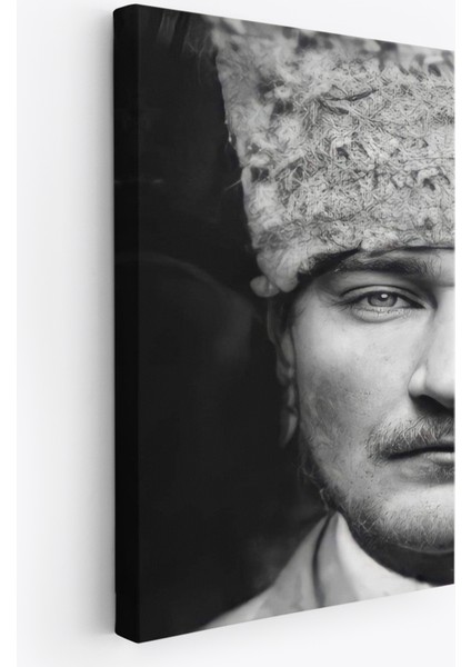 Atatürk Portre Tablosu Mustafa Kemal Atatürk Dikdörtgen Dekoratif Kanvas TABLO-FP-140