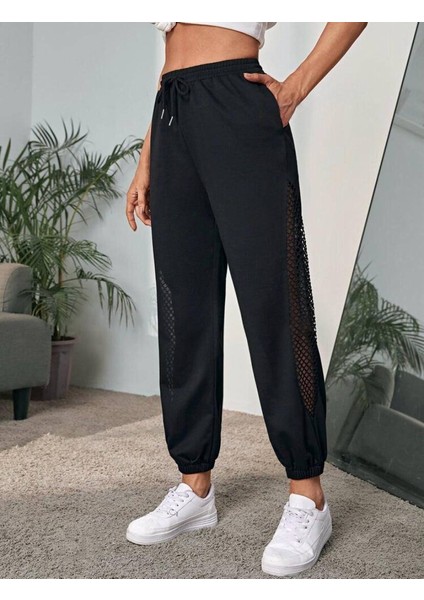 Kadın Beli Lastikli, Yandan Fileli Iki Iplik Alt Eşofman