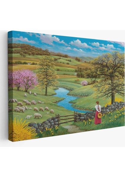 Akarsu Kenarındakı Rus Köylü Kızı Dekoratif Duvar TABLOSU-6536