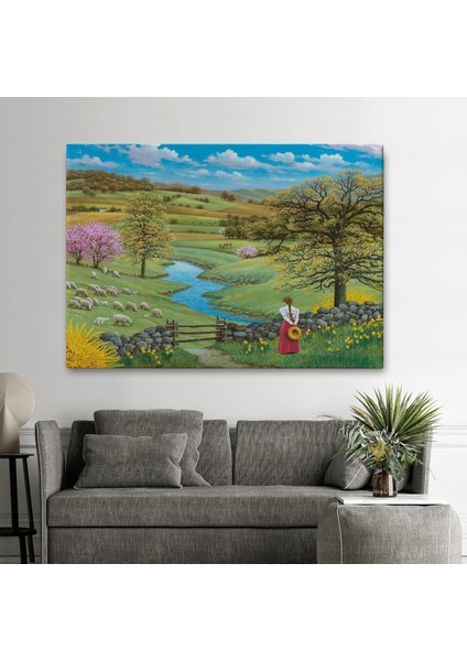 Akarsu Kenarındakı Rus Köylü Kızı Dekoratif Duvar TABLOSU-6536 fiyatları