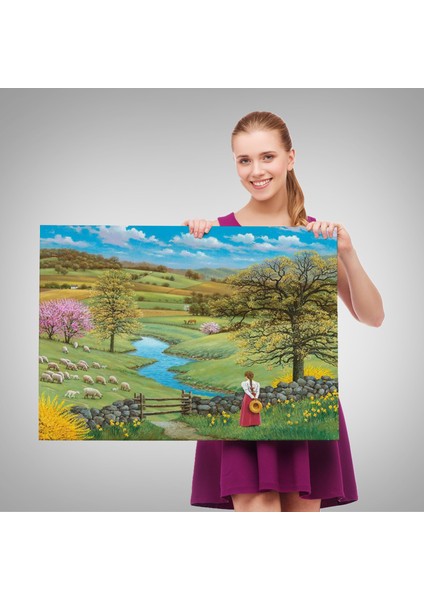 Akarsu Kenarındakı Rus Köylü Kızı Dekoratif Duvar TABLOSU-6536 fırsatları