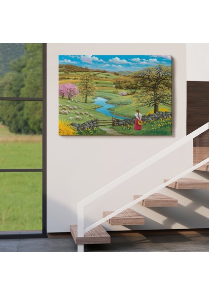 Akarsu Kenarındakı Rus Köylü Kızı Dekoratif Duvar TABLOSU-6536 indirimleri