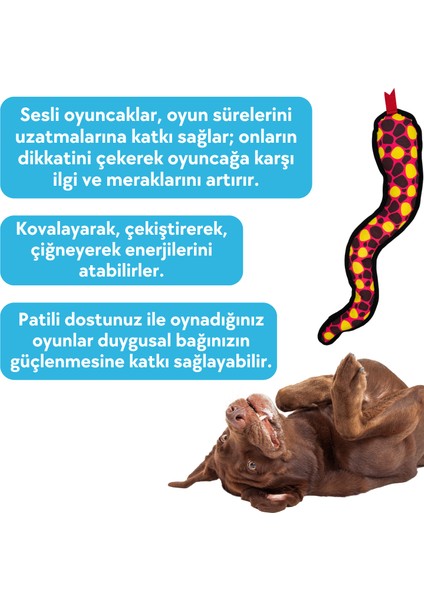 Sesli Peluş Yılan Köpek Oyuncağı Vikvik Sesi Çıkaran At Getir Oyuncağı 11x57 cm Büyük Irk Köpek Oyuncakları indirimleri
