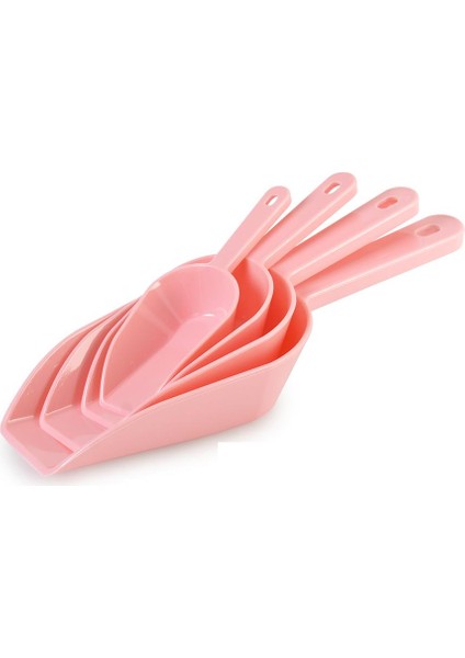 Erzak Küreği 4 Lü - Pratik Kavanoz Ölçü Un Bakliyat Küreği Pembe