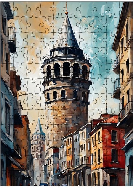 Ahşap Mdf Puzzle Yapboz Galata Kulesi 120 Parça 25*35 Cm