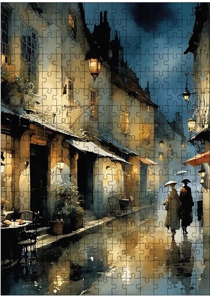 Ahşap Mdf Puzzle Yapboz Soyut Şehir 255 Parça 35*50 cm