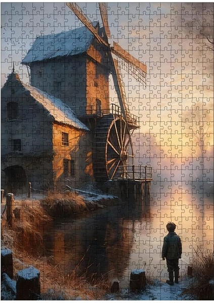 Ahşap Mdf Puzzle Yapboz Yel Değirmeni 500 Parça 50*70 cm