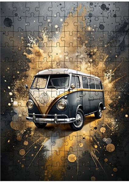 Ahşap Mdf Puzzle Yapboz Retro Minibüs 120 Parça 25*35 cm