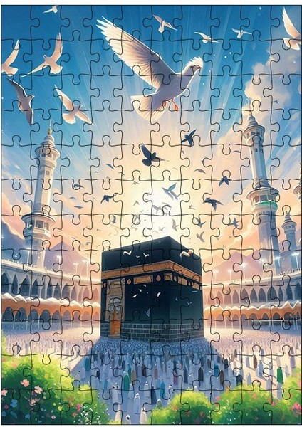 Ahşap Mdf Puzzle Yapboz Kabe Mekke 120 Parça 25*35 cm