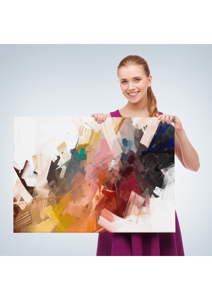 Fırça Darbeli Soyut Modern Sanat Yağlıboya Görünüm TABLO-3651 fırsatları