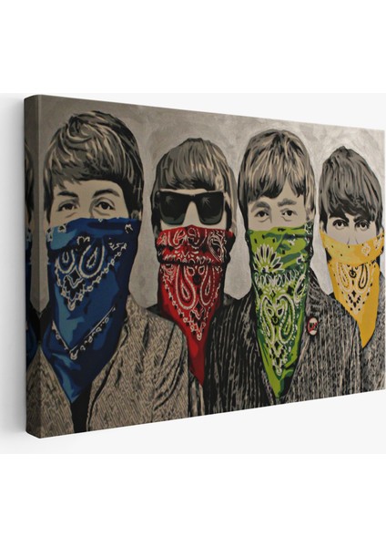 Bansky'nin Bandanalı Beatles Çocuklar Isimli Çalışması Kanvas TABLO-5011
