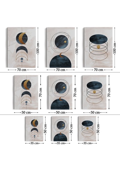 Duvar Tablo Seti 3 Parça Suluboya Soyut Sanat Koleksiyonu Dekoratif Tablo-Ab-2