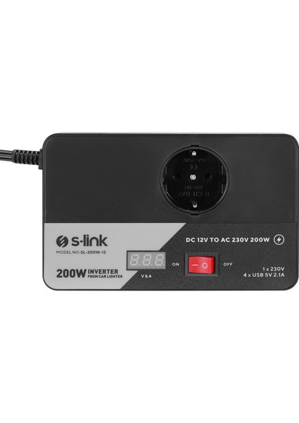 SL-200W-12 200W DC12V-AC230 Çakmaktan Power Inverter