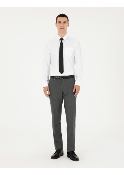 Erkek Beyaz Regular Fit Uzun Kollu Basic Gömlek 50285596-VR013