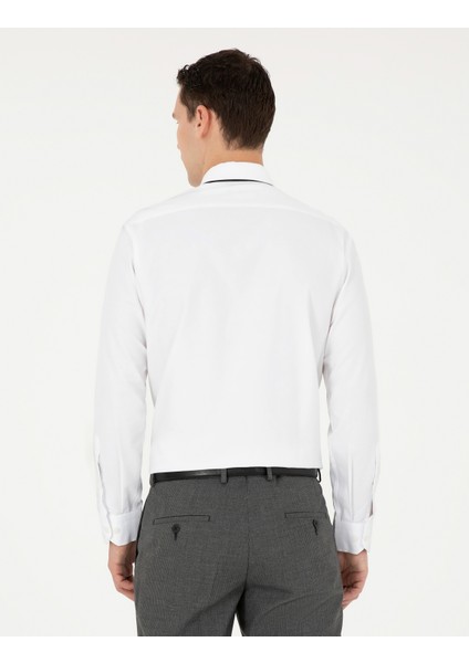 Erkek Beyaz Regular Fit Uzun Kollu Basic Gömlek 50285596-VR013