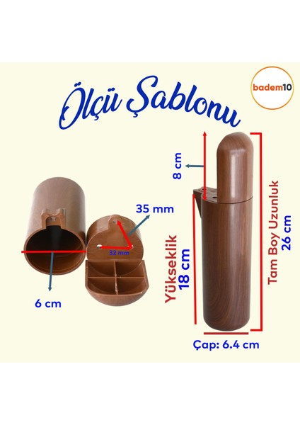 Kapsül Mobilya Kanepe Tv Ünitesi Koltuk Ayağı Baza Ayakları Ahşap Desenli Kahverengi Ceviz 18 cm