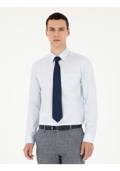 Erkek Açık Mavi Regular Fit Uzun Kollu Basic Gömlek 50286106-VR003