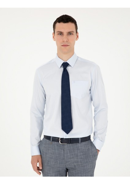 Erkek Açık Mavi Regular Fit Uzun Kollu Basic Gömlek 50286106-VR003