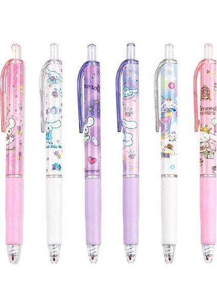 6 Parça Anime Karikatür Siyah 0.5mm Basın Geri Çekilebilir Tükenmez Kalem (Yurt Dışından)