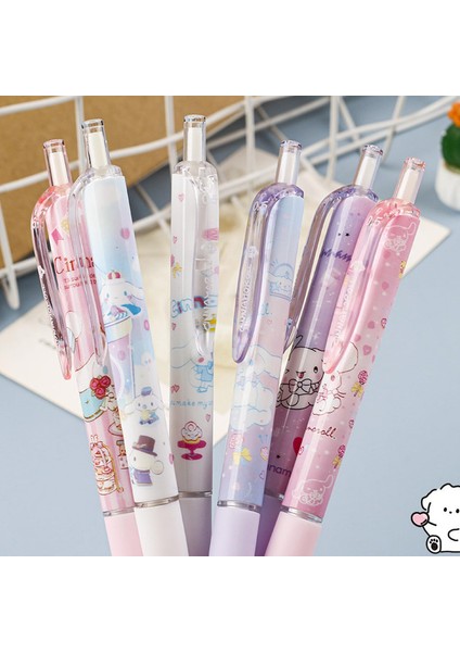 6 Parça Anime Karikatür Siyah 0.5mm Basın Geri Çekilebilir Tükenmez Kalem (Yurt Dışından)