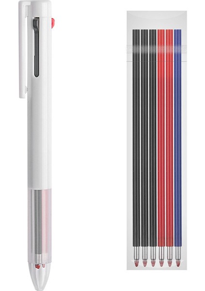 1 Parça Çok Renkli 0.5mm 3'ü 1 Arada Geri Çekilebilir Tükenmez Jel Kalemler, Ofis Malzemeleri Için 6 Yedekli (Yurt Dışından)