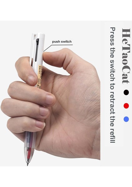 1 Parça Çok Renkli 0.5mm 3'ü 1 Arada Geri Çekilebilir Tükenmez Jel Kalemler, Ofis Malzemeleri Için 6 Yedekli (Yurt Dışından)