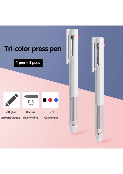 1 Parça Çok Renkli 0.5mm 3'ü 1 Arada Geri Çekilebilir Tükenmez Jel Kalemler, Ofis Malzemeleri Için 6 Yedekli (Yurt Dışından)
