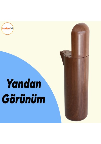 Kapsül Mobilya Kanepe Tv Ünitesi Koltuk Ayağı Baza Ayakları Ahşap Desenli Kahverengi Ceviz 18 cm
