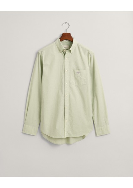 Erkek Yeşil Regular Fit Düğmeli Yaka Broadcloth Gömlek 3000100.345 fırsatları