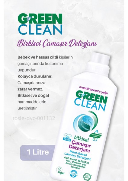 Green Clean Bitkisel Likit Sabun 2750 Ml, Çamaşır Deterjanı 1 Lt ve Rosıe