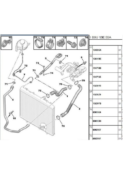Yedek Su Depo Hortumu 307 308 5008 Partner Tepee C2 C3 Picasso Xsara (1317R8-17675)