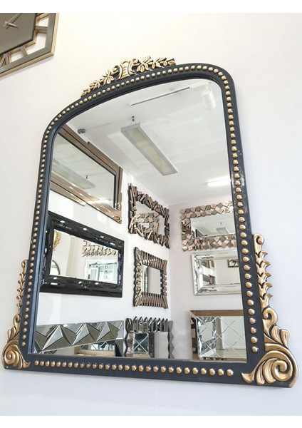 Lady Anthracite Gold Model Antrasit Altın Renk Dekoratif Ayna