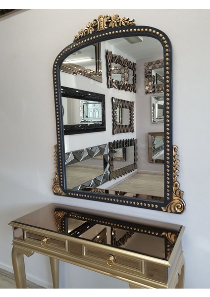 Lady Anthracite Gold Model Antrasit Altın Renk Dekoratif Ayna