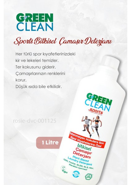 Green Clean Bitkisel Likit Sabun 2750 Ml, Sports Çamaşır Deterjanı 1 Lt ve Rosıe