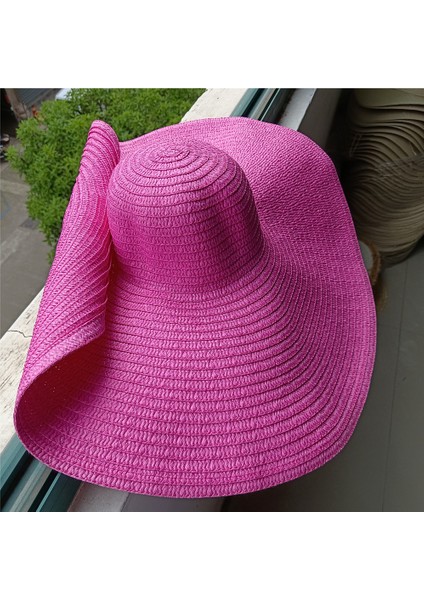 Gökkuşağı Şerit Büyük Ağız Hasır Şapka Bayanlar Açık Plaj Şapkası (Yurt Dışından)