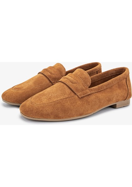 Maxii Kadın Taba Süet Deri Loafer Ayakkabı 961 1996-96 Bn Ayk Y24