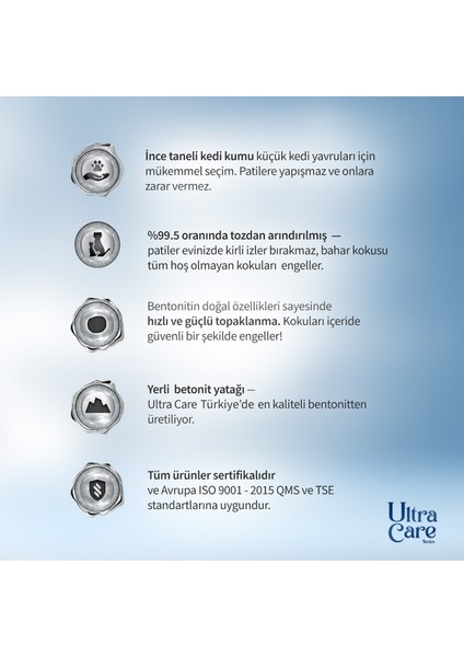 Ultra Care Fine Ince Taneli Topaklanan Kedi Kumu 8 Lt