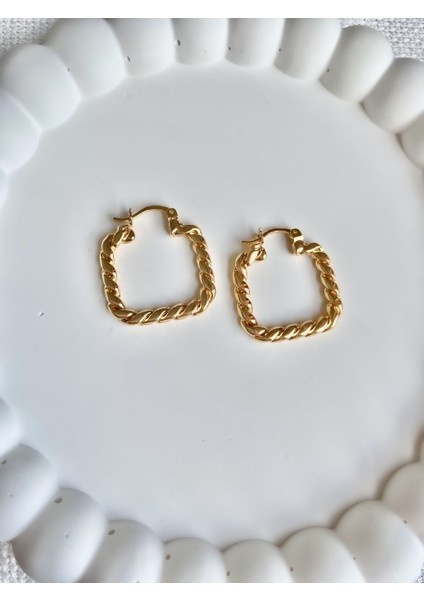 Kadın Küpe Küçük Kare Ezme Burgu Küpe