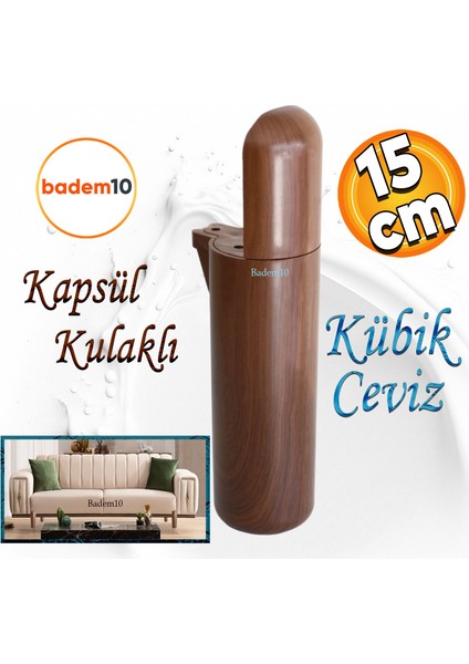 Kapsül Mobilya Kanepe Tv Ünitesi Koltuk Ayağı Baza Ayakları Ahşap Desenli Kahverengi Ceviz 15 cm